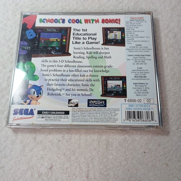 Sonic’s Schoolhouse PC Cd-Rom 1996 SEGA Collection Complete Not Tested - Picture 4 of 9
